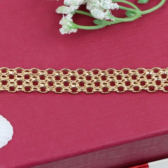 "Elegant Rose Gold Multi-Chain Bracelet with Adjustable Length, XPBL0861 - Picture 12 of 12